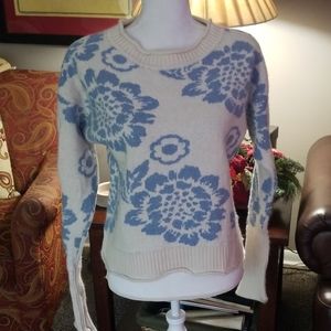 Blue and Cream flowered Sweater